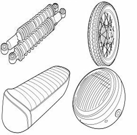 Zündapp spatborden, verlichting, banden, spiegels, buddyseats