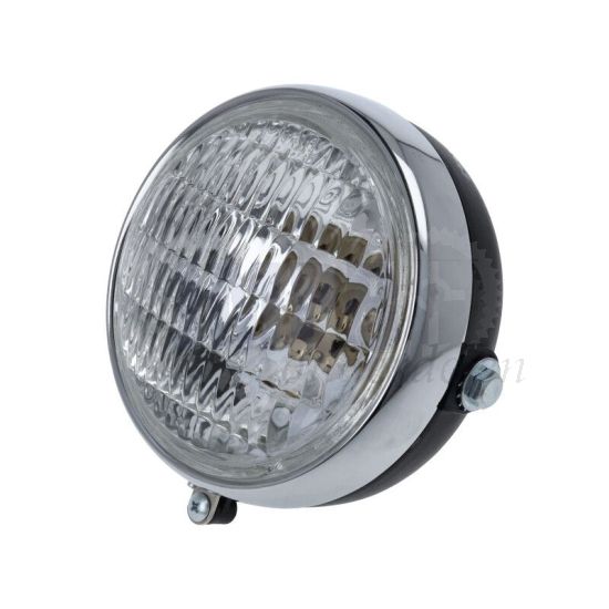 Koplamp Rond Zwart/Chroom 125MM