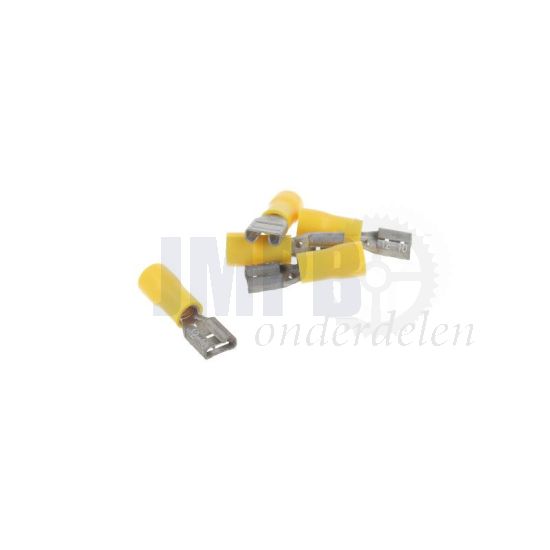 Vlakstekkerhuls Half Geisoleerd Geel 6.3MM