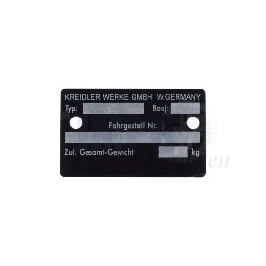 Typeplaatje Kreidler Nieuw Model - Kort