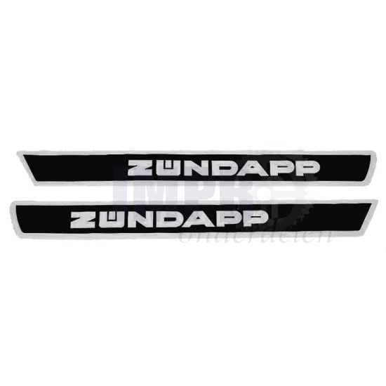 Tankstickerset Zundapp Wit omlijnd - 42.5CM