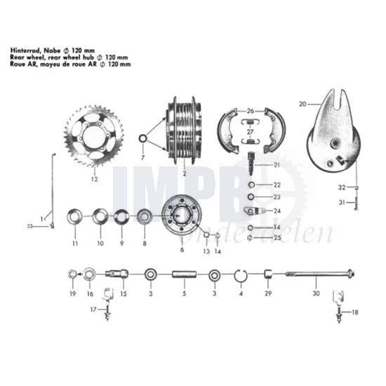 Achterwielnaaf Zundapp 517