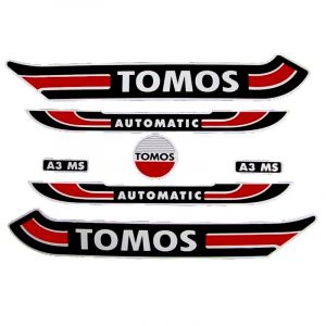 Stickerset Tomos A3 Oud Model Rood/Zwart