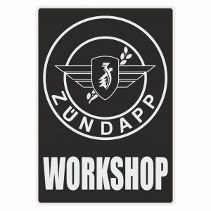 Workshop Sticker Zundapp Zwart Engels
