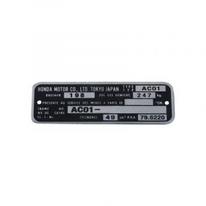 Typeplaatje Frame Honda MB50 - AC01