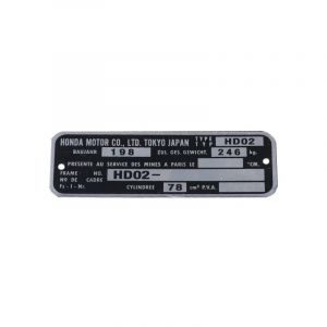 Typeplaatje Frame Honda MT80 - HD02