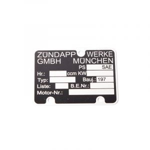 Typeplaatje Motorblok Zundapp 1970