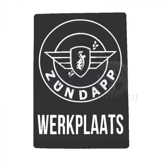 Sticker Zundapp Werkplaats Zwart A4