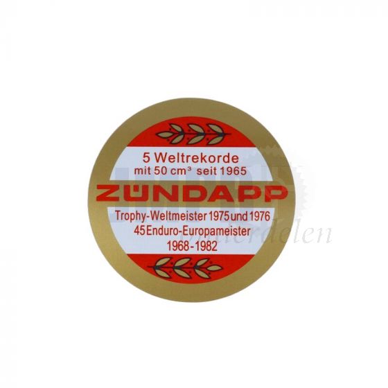 Sticker Zundapp Logo Weltrekorde Rood/Goud 65MM