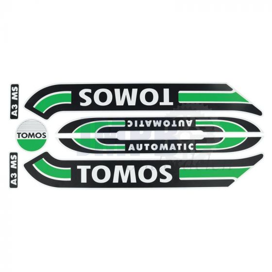 Stickerset Tomos A3 Oud Model Groen