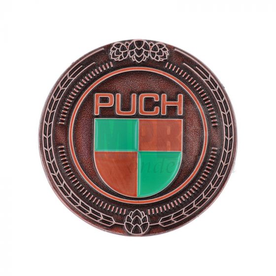 Embleem Sticker Puch Logo Metaal Brons/Groen 47MM
