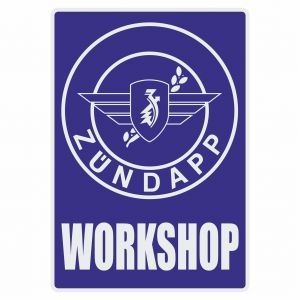 Workshop Sticker Zundapp Blauw Engels