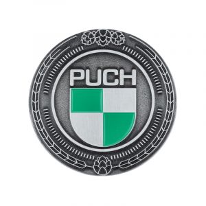 Embleem Sticker Puch Logo Metaal Zilver/Groen 47MM