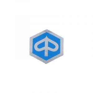 Piaggio Logo sticker Blauw/Chroom 6-Kant 35X40MM