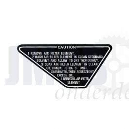 Sticker Luchtfilter onderhoud Honda MT/MB 