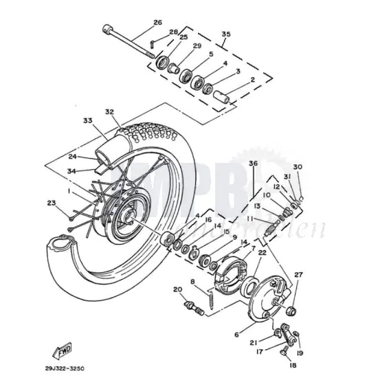 Voorwiel Yamaha DT50MX