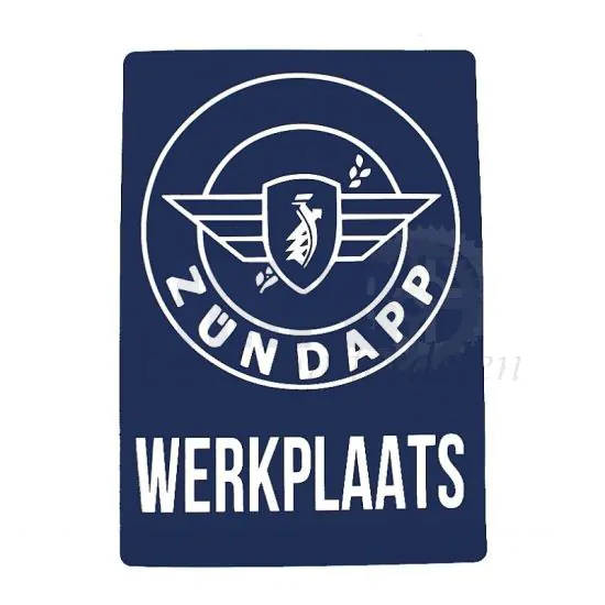 Sticker Zundapp Werkplaats Blauw A4