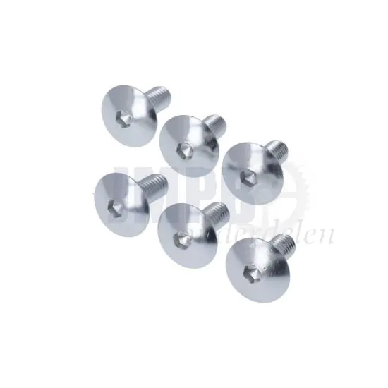 Boutset M6X15 Aluminium Zilver - 6 Stuks