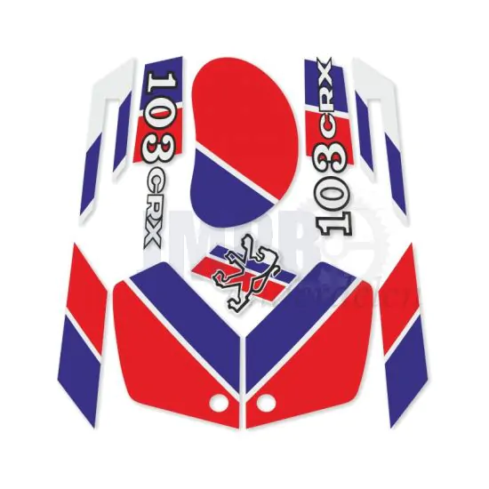 Stickerset Peugeot 103 CRX Rood/Wit/Blauw