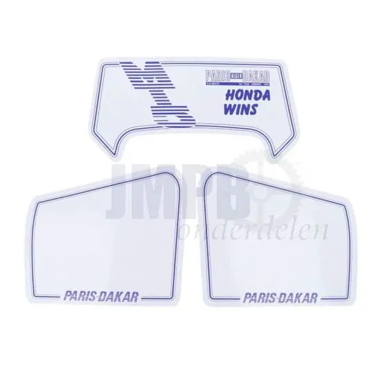 Stickerset Honda MT5 Dakar Honda Wins Wit/Blauw 3-Delig
