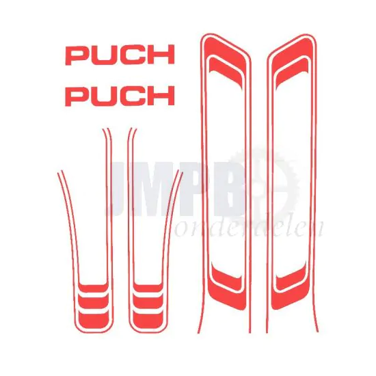 Stickerset Puch Maxi Lijnen Rood A-Kwaliteit