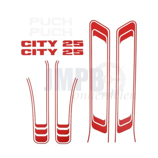 Stickerset Puch Maxi Lijnen City 25 Rood