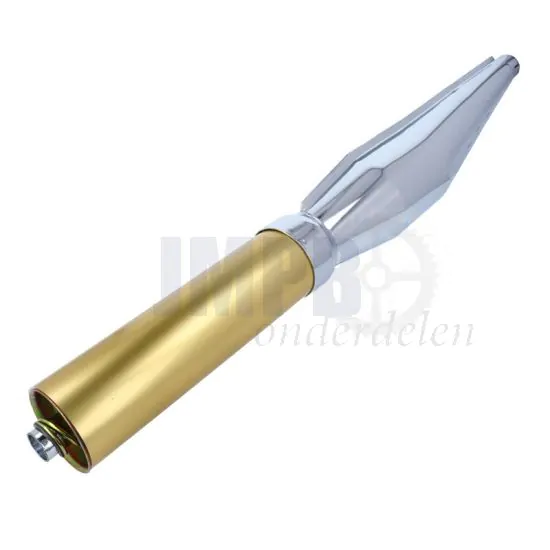 Uitlaatdemper Universeel Cross Chroom/Goud 28MM