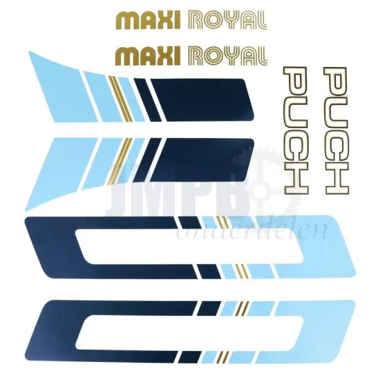 Stickerset Puch Maxi Royal Blauw / Goud