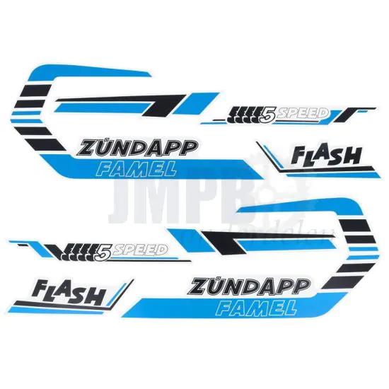 Stickerset Zundapp Famel Flash Blauw/Zwart/Wit