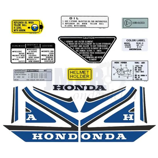 Stickerset Compleet Honda MB50 Blauw/Wit 1987-1990