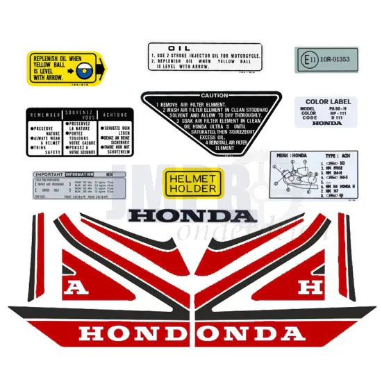Stickerset Compleet Honda MB50 Rood/Wit 1987-1990