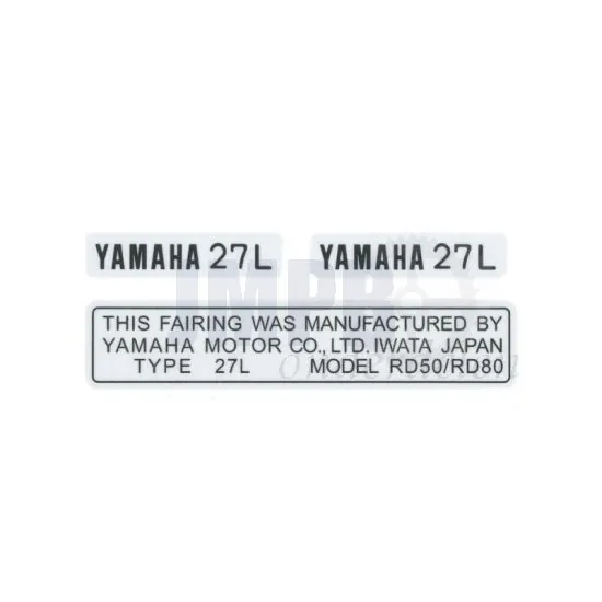 Model Identificatiesticker 27L Yamaha RD