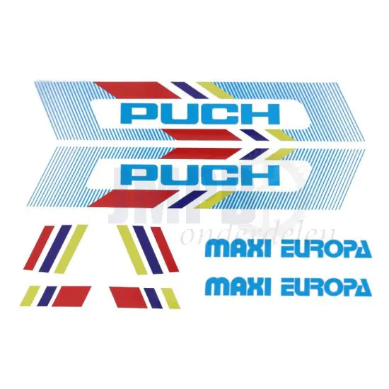 Stickerset Puch Maxi Europa Wit