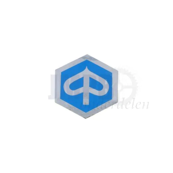Piaggio Logo sticker Blauw/Chroom 6-Kant 35X40MM