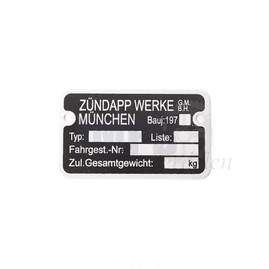 Typeplaatje Frame Zundapp 1970