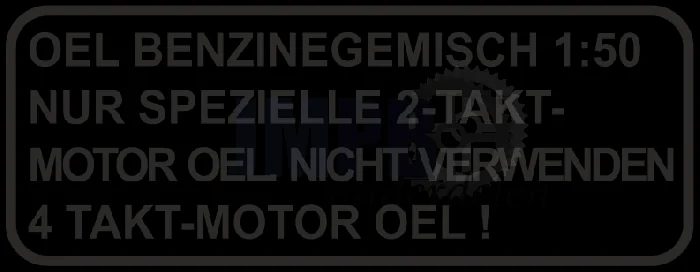 Sticker tank mengsmering groot transparant duits