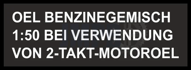 Sticker tank mengsmering klein zwart duits